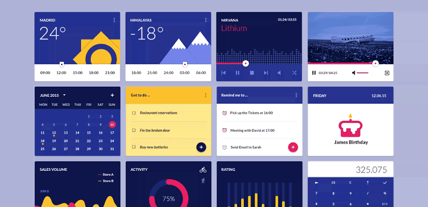 Виджеты в стиле материал 2018