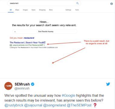Google снова показывает «нулевые результаты» поиска